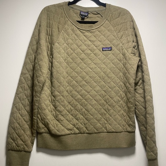 Patagonia Women's Olive Quilted Crew Sweatshirt - Picture 1 of 5
